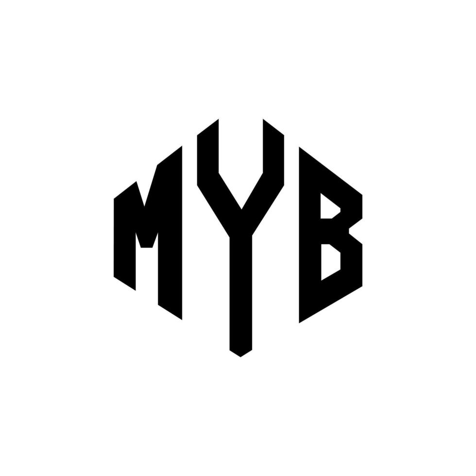 diseño de logotipo de letra myb con forma de polígono. myb polígono y diseño de logotipo en forma de cubo. myb hexagon vector logo plantilla colores blanco y negro. monograma myb, logotipo comercial y inmobiliario.