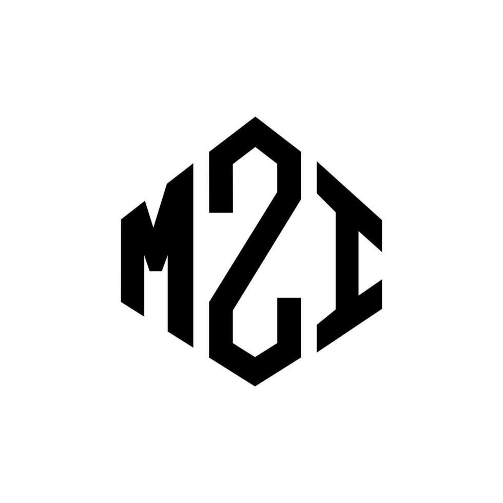 MZI letter logo design with polygon shape. MZI polygon and cube shape logo design. MZI hexagon vector logo template white and black colors. MZI monogram, business and real estate logo.
