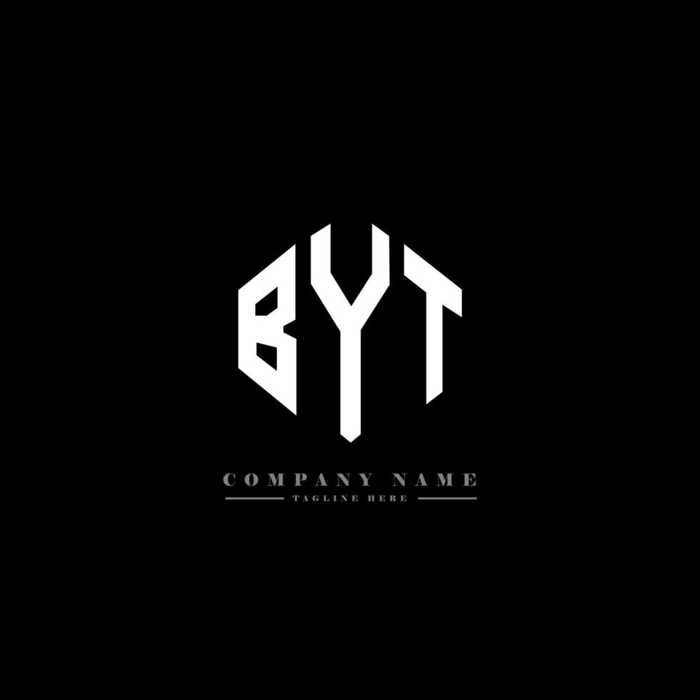 BYT letter logo design with polygon shape. BYT polygon and cube shape logo design. BYT hexagon vector logo template white and black colors. BYT monogram, business and real estate logo.