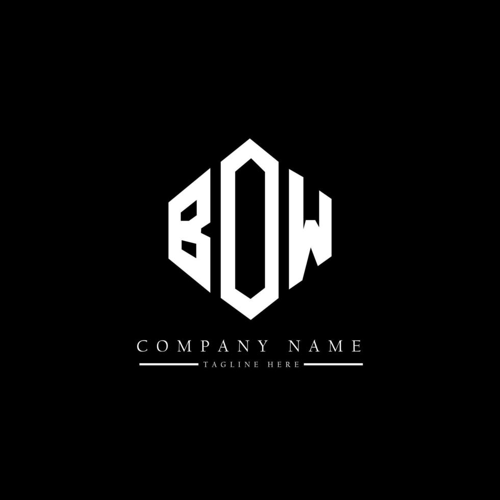 BOW letter logo design with polygon shape. BOW polygon and cube shape logo design. BOW hexagon vector logo template white and black colors. BOW monogram, business and real estate logo.