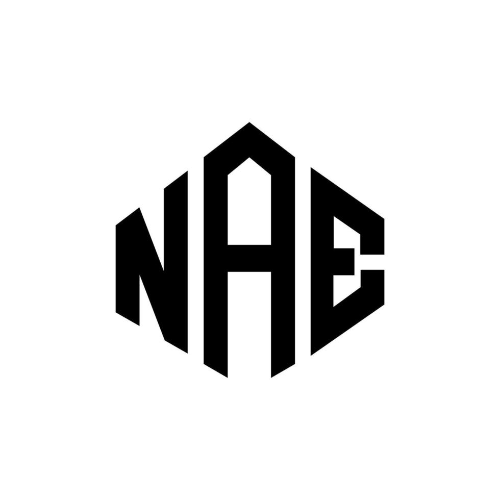 NAE letter logo design with polygon shape. NAE polygon and cube shape logo design. NAE hexagon vector logo template white and black colors. NAE monogram, business and real estate logo.