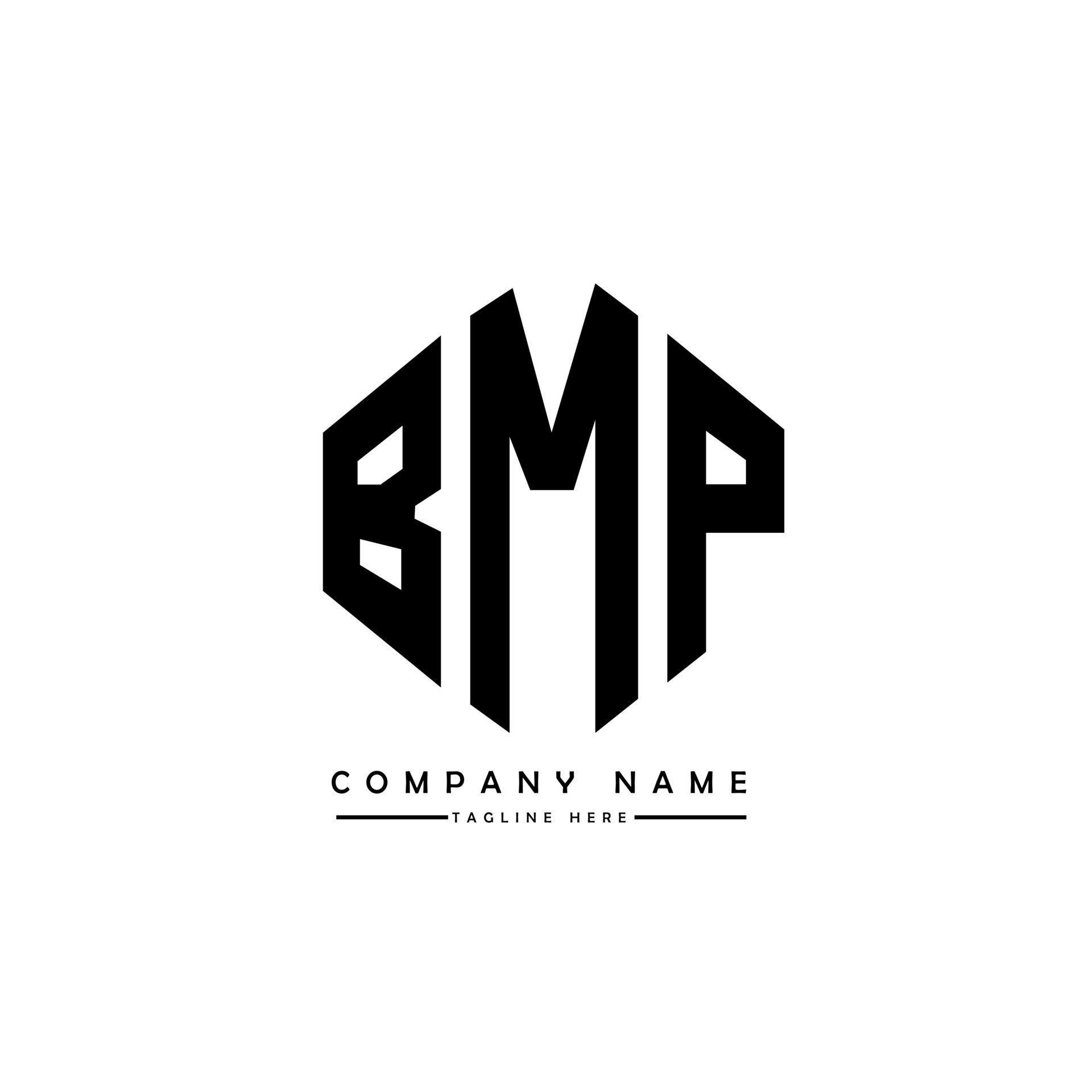diseño de logotipo de letra bmp con forma de polígono. diseño de