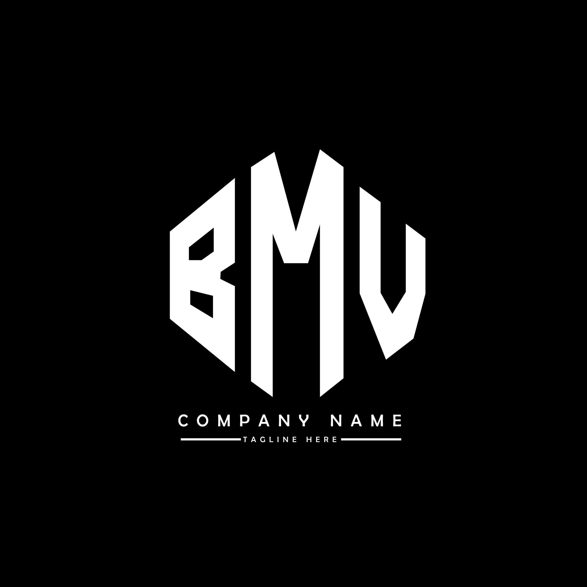 diseño de logotipo de letra bmv con forma de polígono. bmv polígono y
