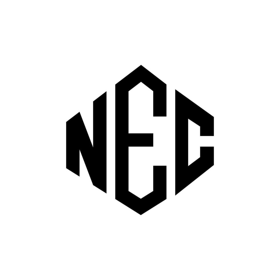 NEC letter logo design with polygon shape. NEC polygon and cube shape logo design. NEC hexagon vector logo template white and black colors. NEC monogram, business and real estate logo.