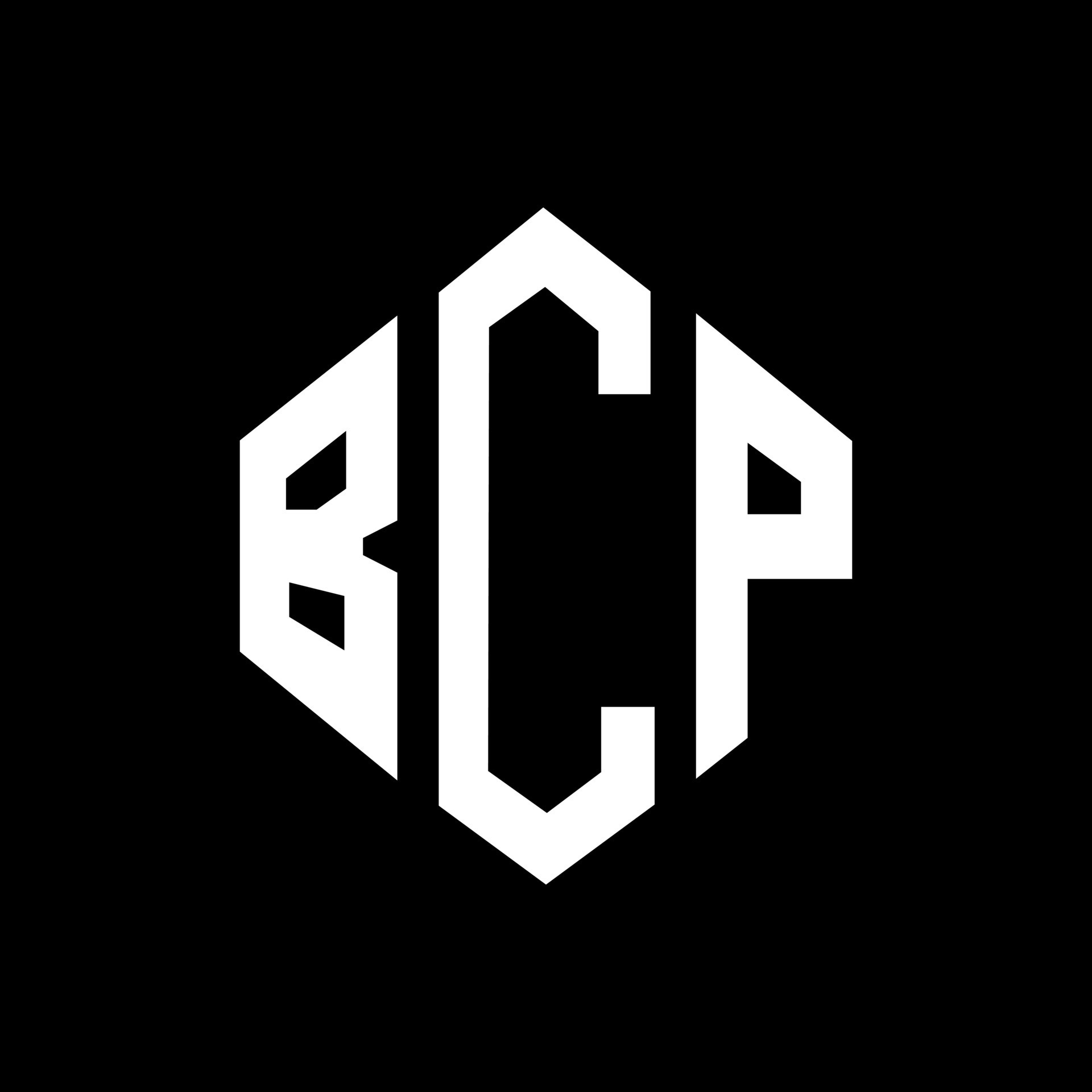 diseño de logotipo de letra bcp con forma de polígono. diseño de