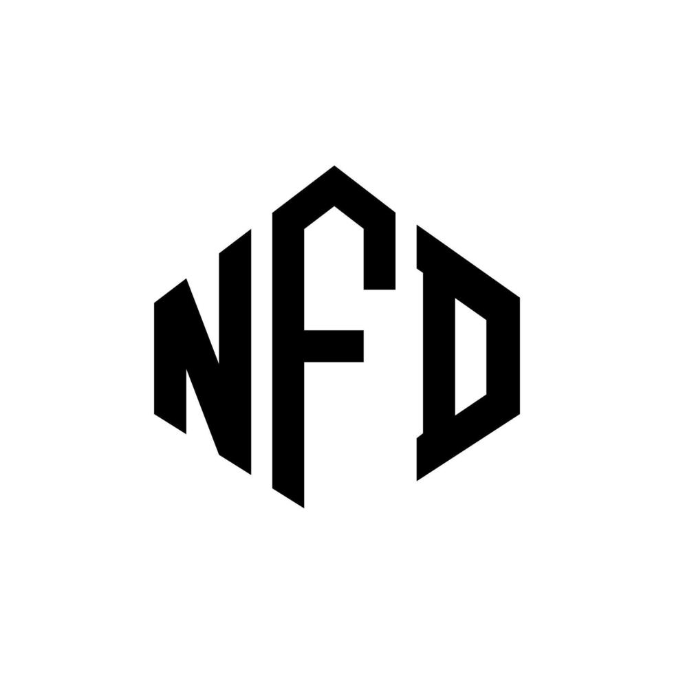 diseño de logotipo de letra nfd con forma de polígono. Diseño de logotipo en forma de cubo y polígono nfd. Plantilla de logotipo de vector hexagonal nfd colores blanco y negro. Monograma nfd, logotipo empresarial y inmobiliario.