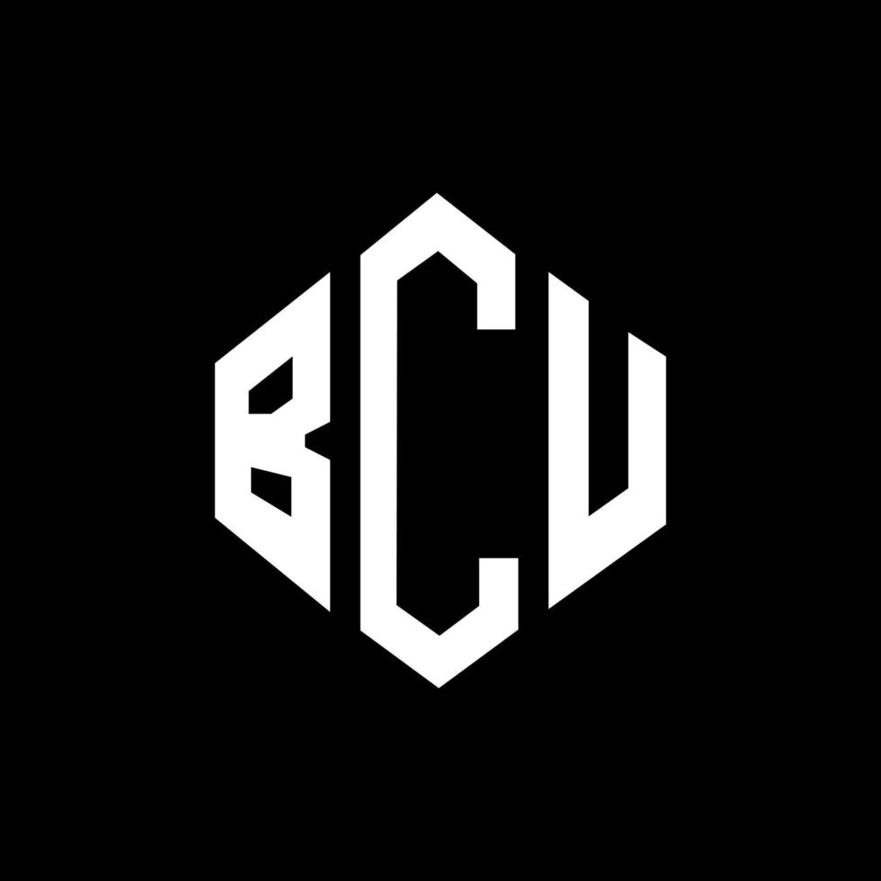 BCU letter logo design with polygon shape. BCU polygon and cube shape logo design. BCU hexagon vector logo template white and black colors. BCU monogram, business and real estate logo.