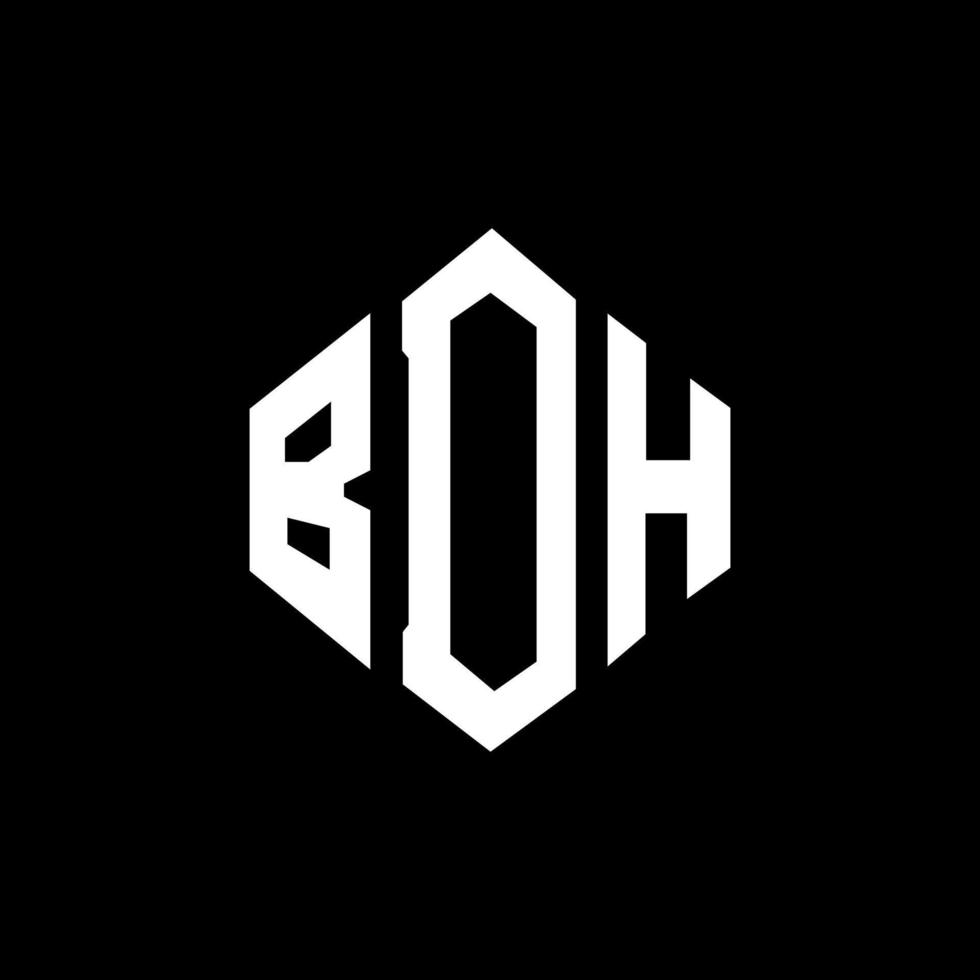 BDH letter logo design with polygon shape. BDH polygon and cube shape logo design. BDH hexagon vector logo template white and black colors. BDH monogram, business and real estate logo.