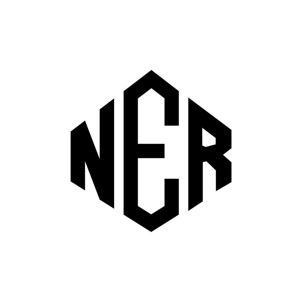 NER letter logo design with polygon shape. NER polygon and cube shape logo design. NER hexagon vector logo template white and black colors. NER monogram, business and real estate logo.