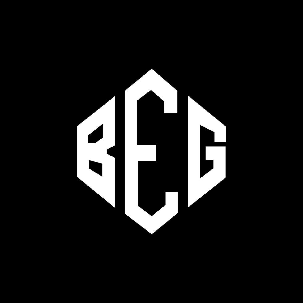 BEG letter logo design with polygon shape. BEG polygon and cube shape logo design. BEG hexagon vector logo template white and black colors. BEG monogram, business and real estate logo.