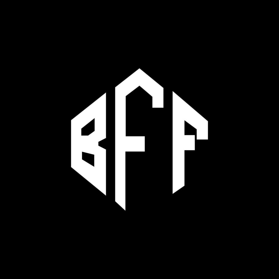 BFF letter logo design with polygon shape. BFF polygon and cube shape logo design. BFF hexagon vector logo template white and black colors. BFF monogram, business and real estate logo.