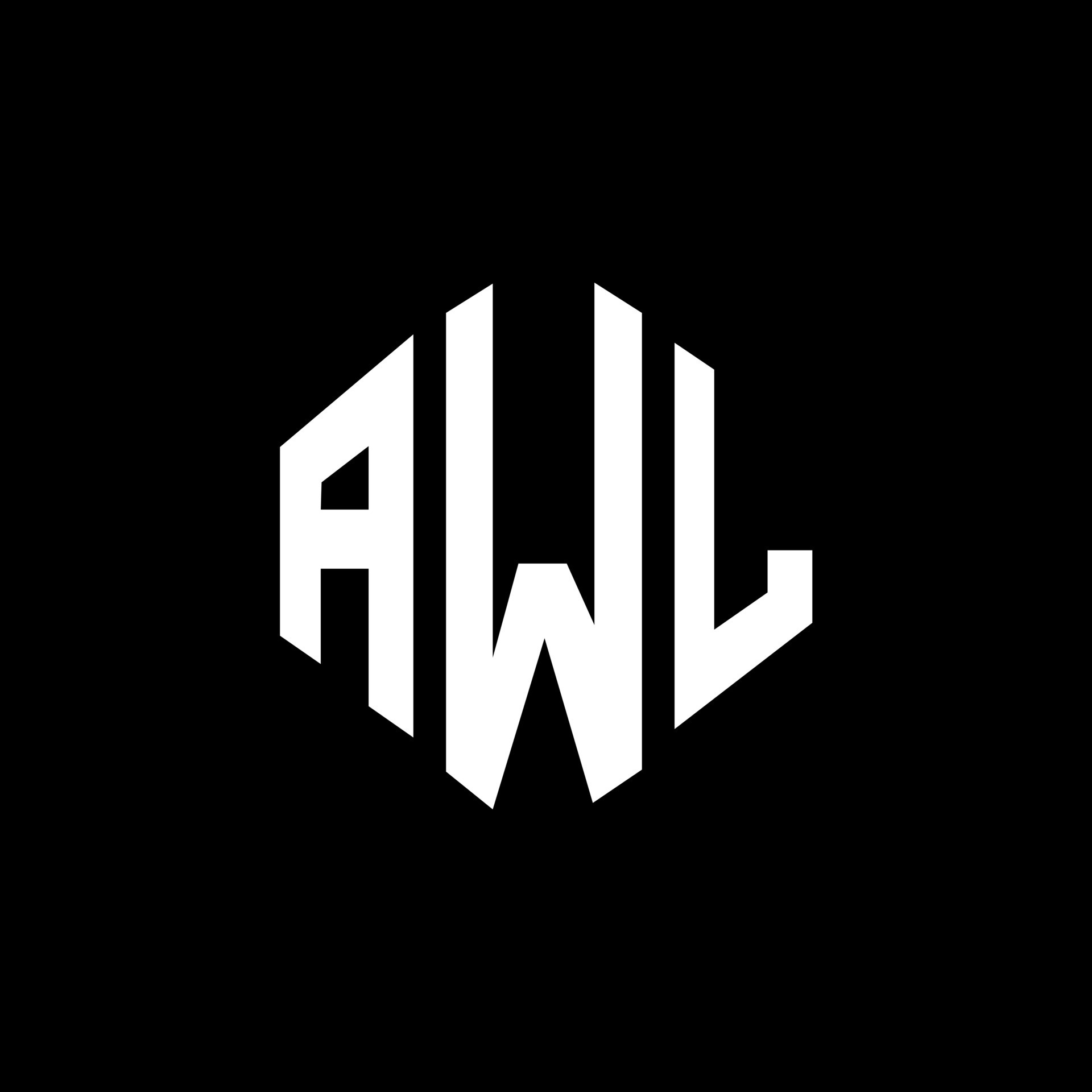 AWL letter logo design with polygon shape. AWL polygon and cube shape