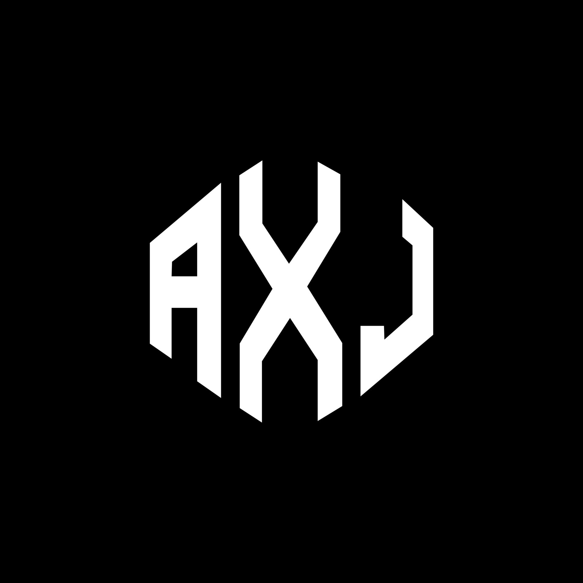 AXJ letter logo design with polygon shape. AXJ polygon and cube shape