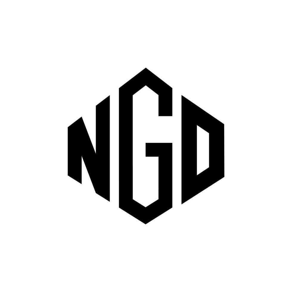NGO letter logo design with polygon shape. NGO polygon and cube shape logo design. NGO hexagon vector logo template white and black colors. NGO monogram, business and real estate logo.
