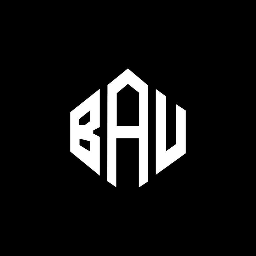 BAU letter logo design with polygon shape. BAU polygon and cube shape logo design. BAU hexagon vector logo template white and black colors. BAU monogram, business and real estate logo.