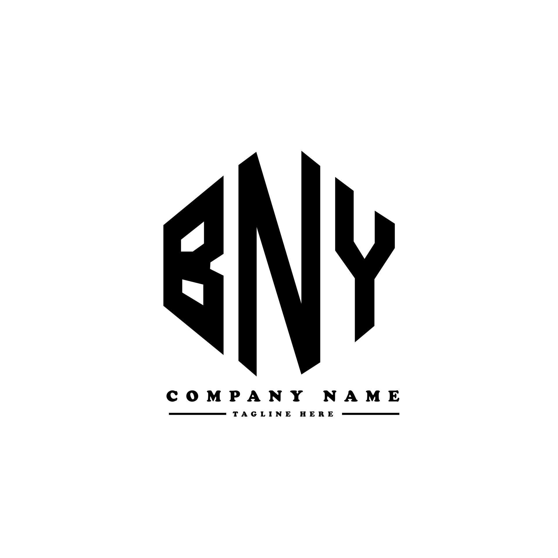 diseño de logotipo de letra bny con forma de polígono. diseño de