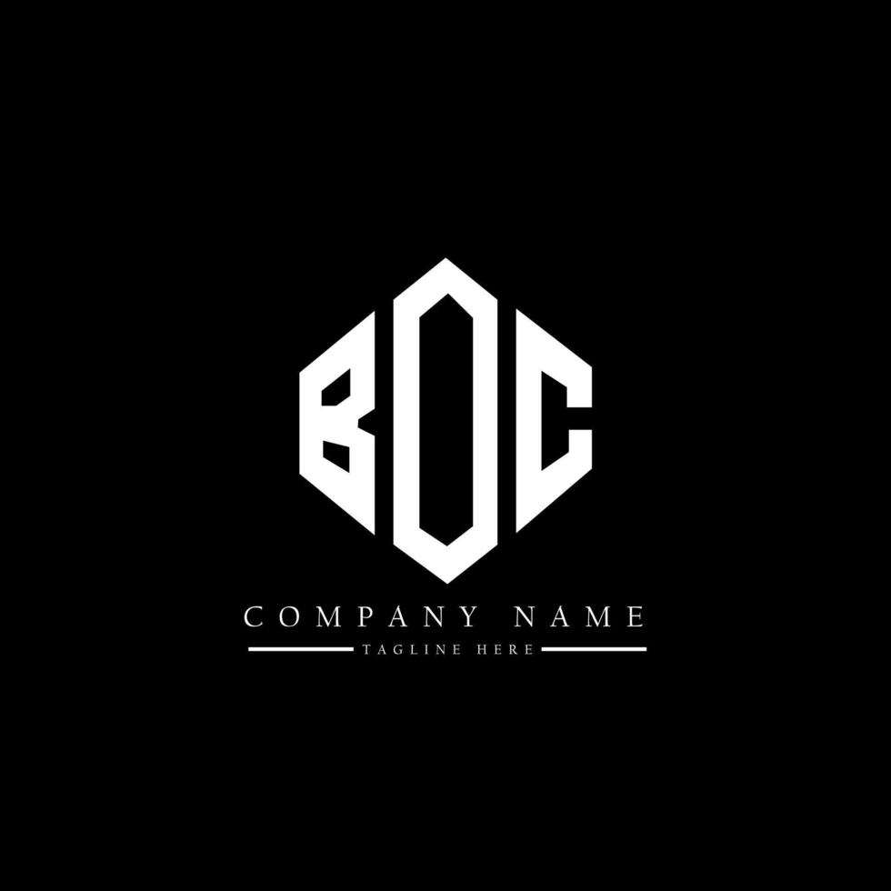 BOC letter logo design with polygon shape. BOC polygon and cube shape logo design. BOC hexagon vector logo template white and black colors. BOC monogram, business and real estate logo.