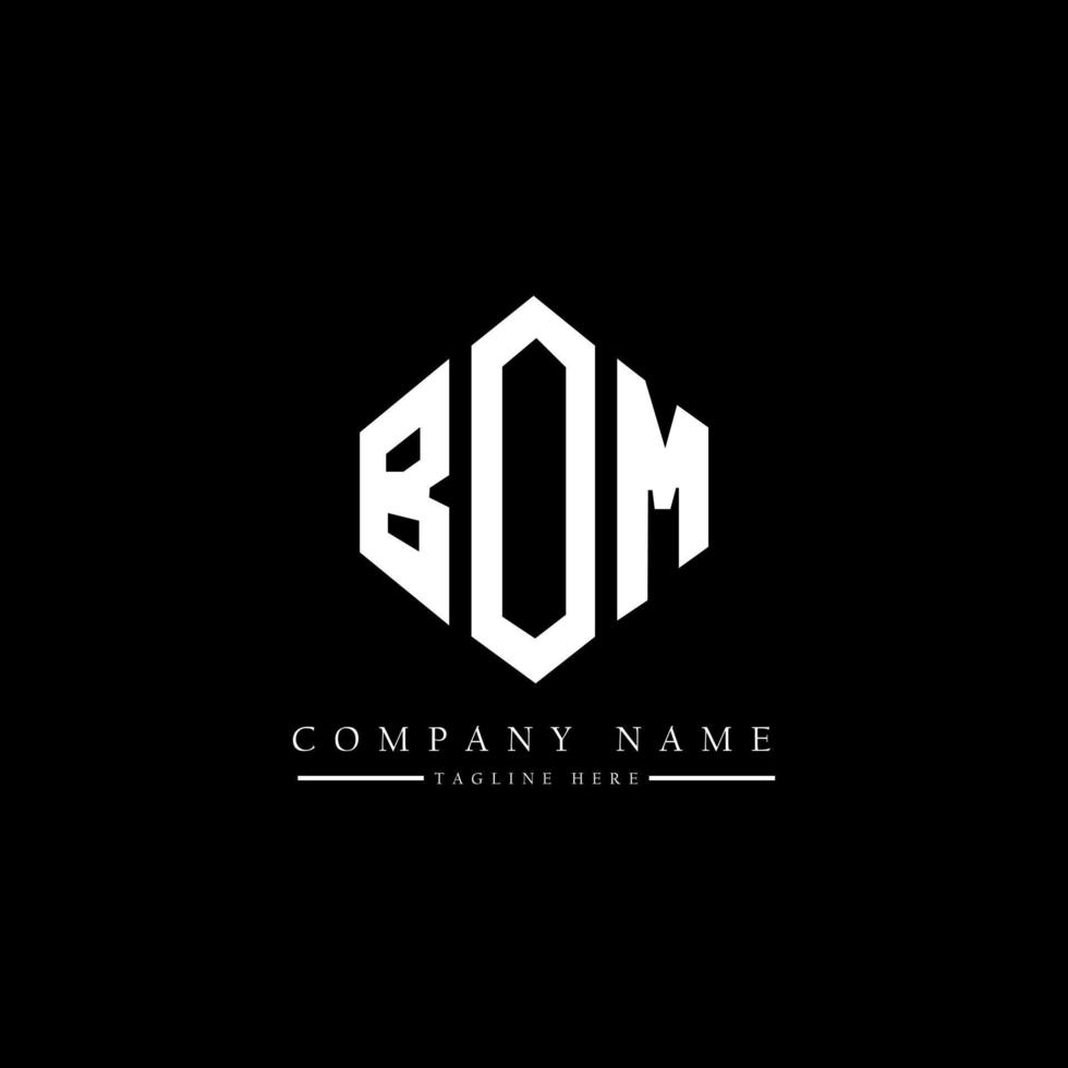 diseño de logotipo de letra bom con forma de polígono. bom polígono y diseño de logotipo en forma de cubo. bom hexagon vector logo plantilla colores blanco y negro. monograma bom, logo comercial e inmobiliario.