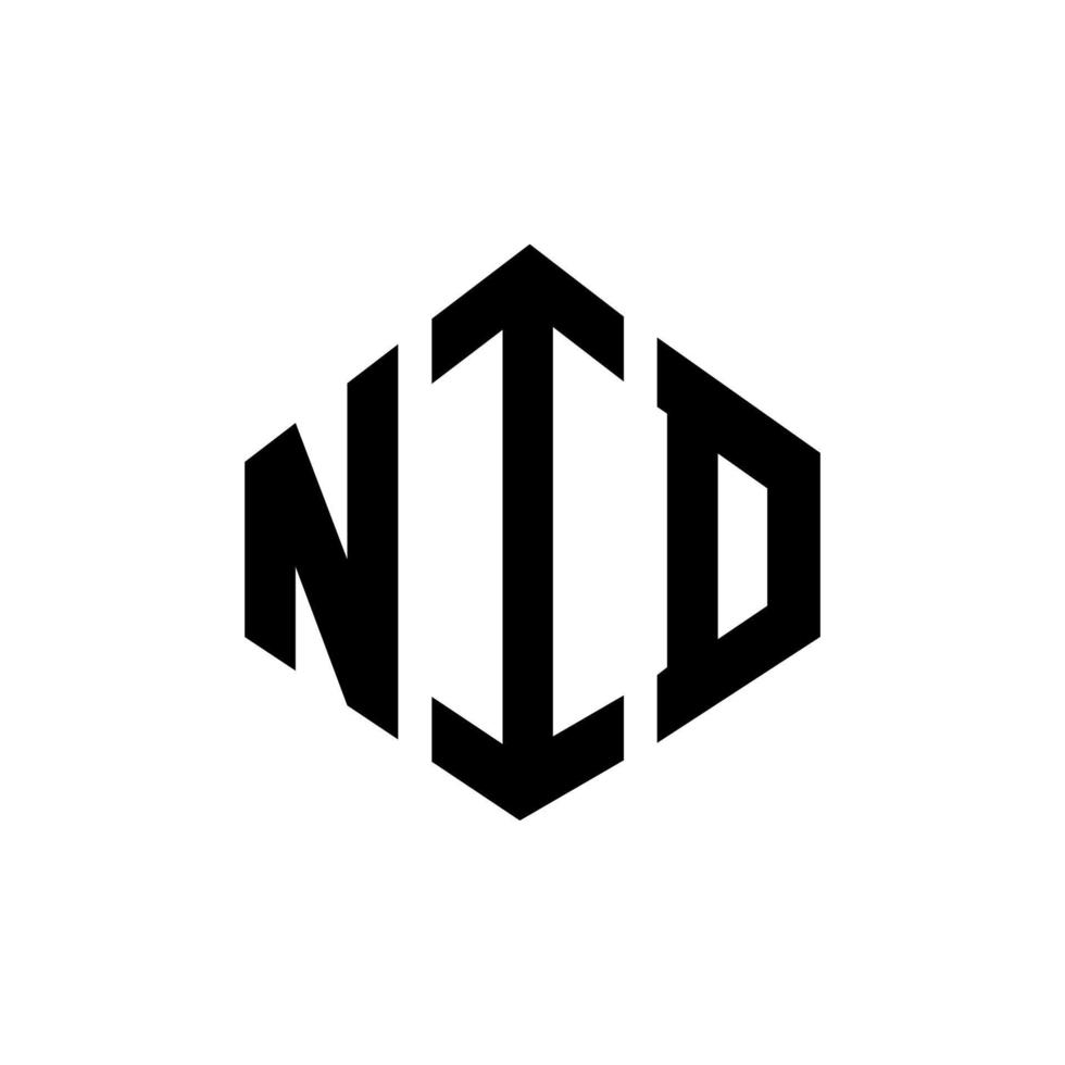 NID letter logo design with polygon shape. NID polygon and cube shape logo design. NID hexagon vector logo template white and black colors. NID monogram, business and real estate logo.