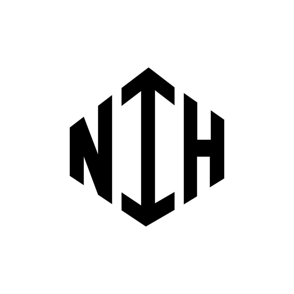 NIH letter logo design with polygon shape. NIH polygon and cube shape logo design. NIH hexagon vector logo template white and black colors. NIH monogram, business and real estate logo.