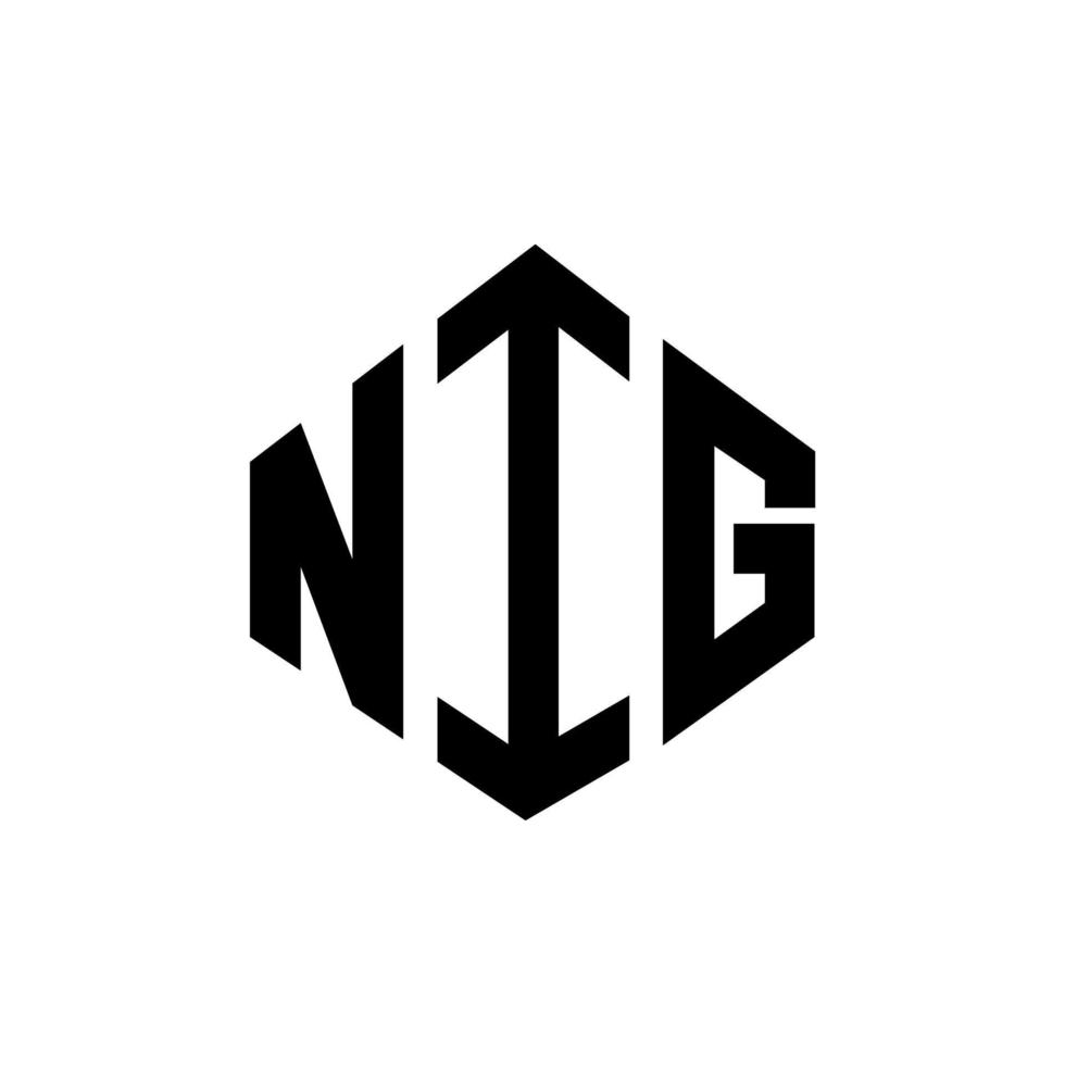 NIG letter logo design with polygon shape. NIG polygon and cube shape logo design. NIG hexagon vector logo template white and black colors. NIG monogram, business and real estate logo.