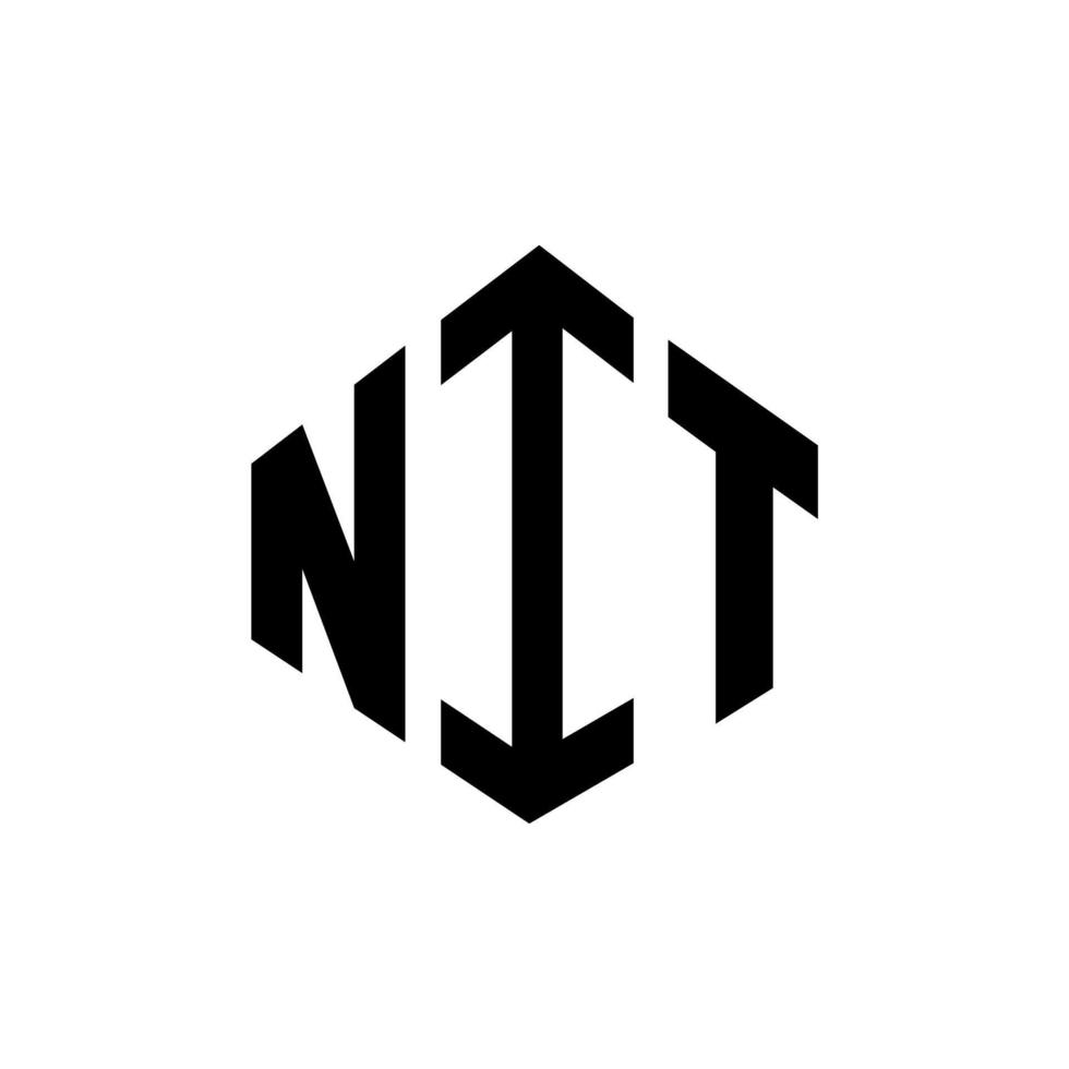 NIT letter logo design with polygon shape. NIT polygon and cube shape logo design. NIT hexagon vector logo template white and black colors. NIT monogram, business and real estate logo.