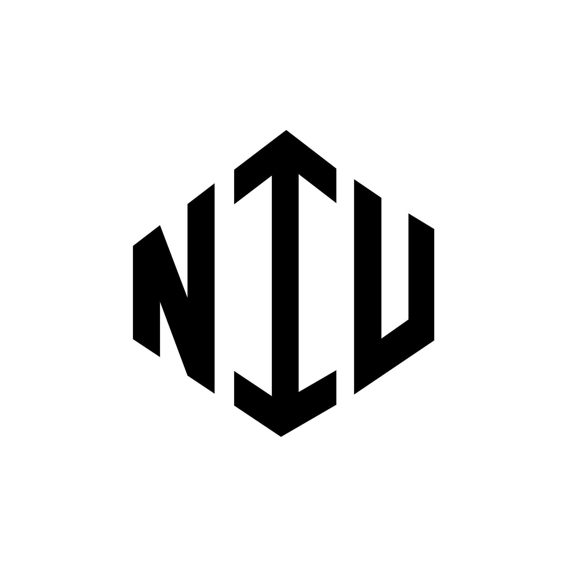 NIU letter logo design with polygon shape NIU polygon and cube shape NIU letter logo design with polygon shape NIU polygon and cube shape