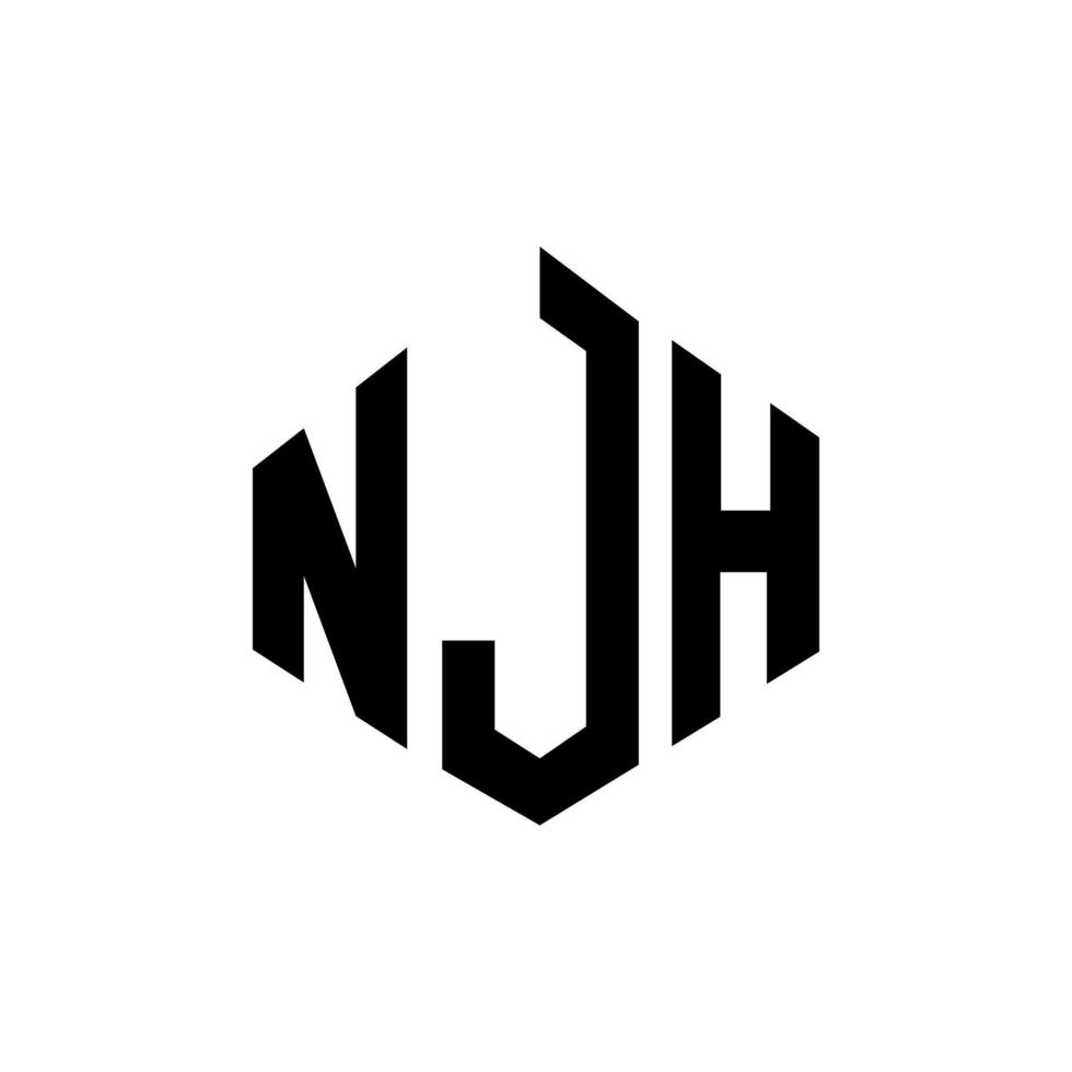 NJH letter logo design with polygon shape. NJH polygon and cube shape logo design. NJH hexagon vector logo template white and black colors. NJH monogram, business and real estate logo.