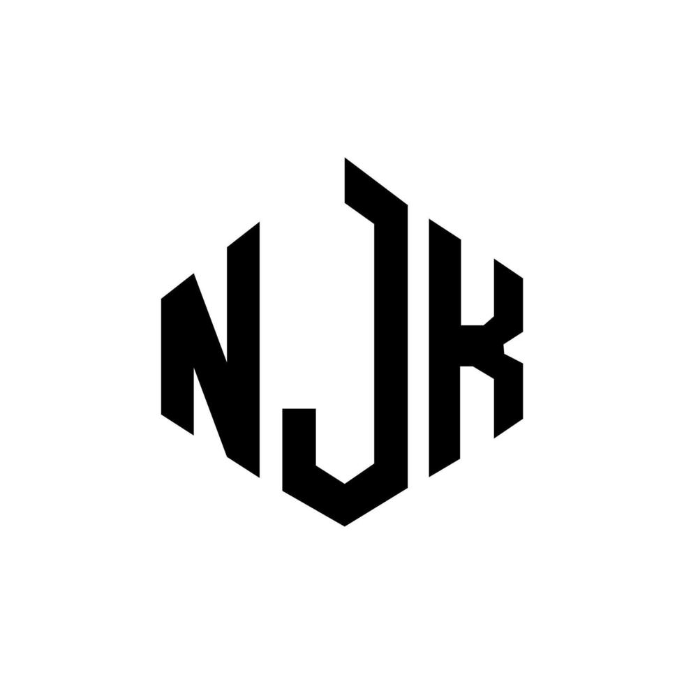 diseño de logotipo de letra njk con forma de polígono. Diseño de logotipo en forma de cubo y polígono njk. njk hexágono vector logo plantilla colores blanco y negro. Monograma njk, logotipo empresarial y inmobiliario.