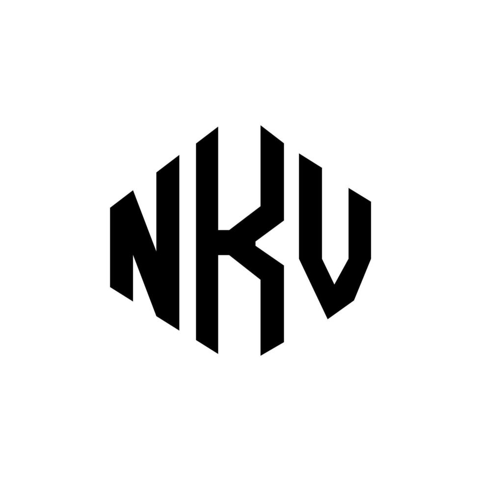 NKV letter logo design with polygon shape. NKV polygon and cube shape logo design. NKV hexagon vector logo template white and black colors. NKV monogram, business and real estate logo.