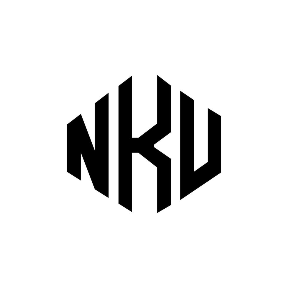 diseño de logotipo de letra nku con forma de polígono. diseño de logotipo en forma de cubo y polígono nku. nku hexágono vector logo plantilla colores blanco y negro. monograma nku, logotipo comercial y inmobiliario.