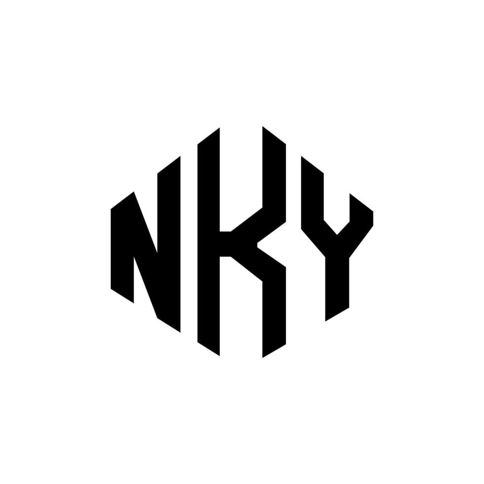 diseño de logotipo de letra nky con forma de polígono. diseño de logotipo en forma de cubo y polígono nky. nky hexágono vector logo plantilla colores blanco y negro. Monograma nky, logotipo comercial y inmobiliario.