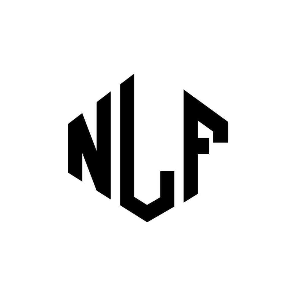 NLF letter logo design with polygon shape. NLF polygon and cube shape logo design. NLF hexagon vector logo template white and black colors. NLF monogram, business and real estate logo.