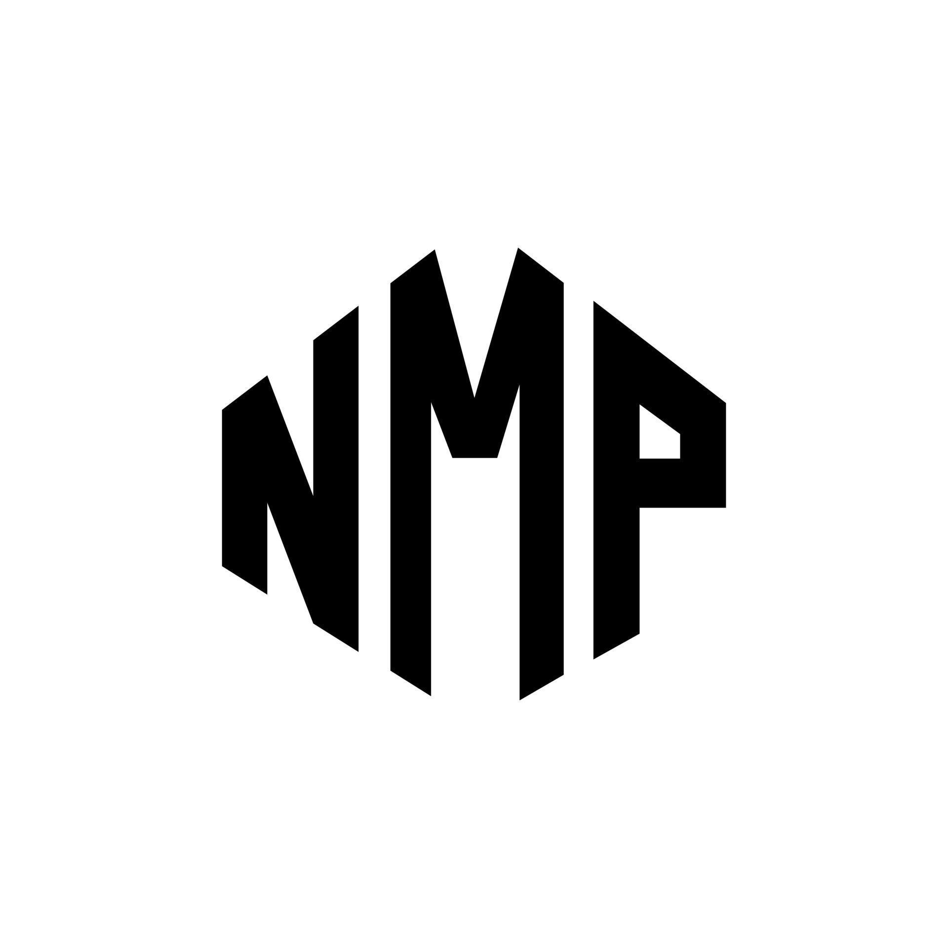 NMP letter logo design with polygon shape. NMP polygon and cube shape