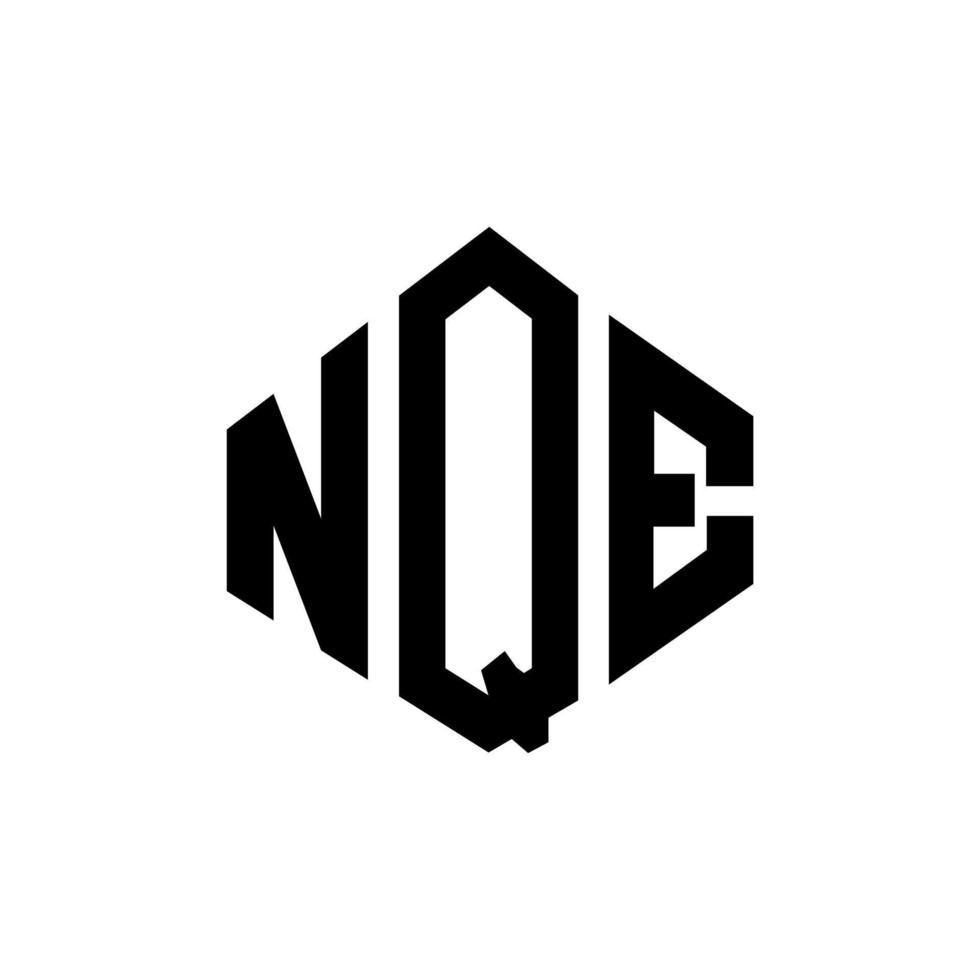 NQE letter logo design with polygon shape. NQE polygon and cube shape logo design. NQE hexagon vector logo template white and black colors. NQE monogram, business and real estate logo.