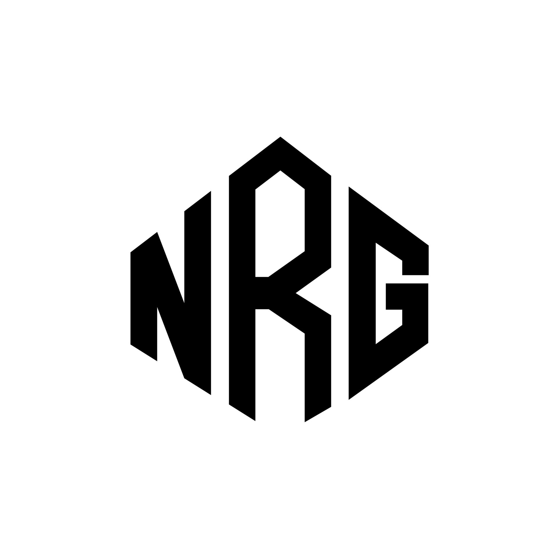 NRG letter logo design with polygon shape. NRG polygon and cube shape