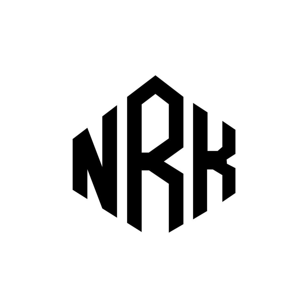 NRK letter logo design with polygon shape. NRK polygon and cube shape logo design. NRK hexagon vector logo template white and black colors. NRK monogram, business and real estate logo.