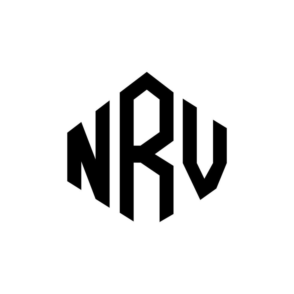 NRV letter logo design with polygon shape. NRV polygon and cube shape logo design. NRV hexagon vector logo template white and black colors. NRV monogram, business and real estate logo.