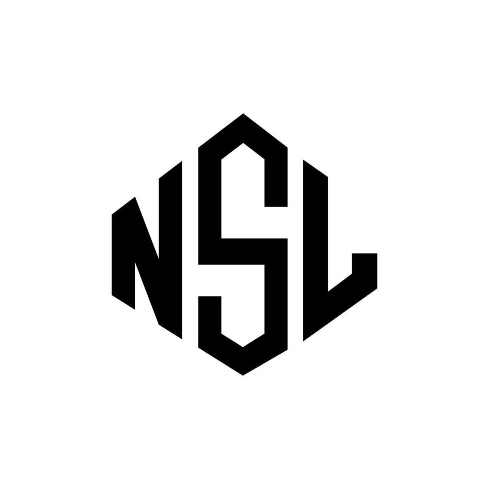 NSL letter logo design with polygon shape. NSL polygon and cube shape logo design. NSL hexagon vector logo template white and black colors. NSL monogram, business and real estate logo.