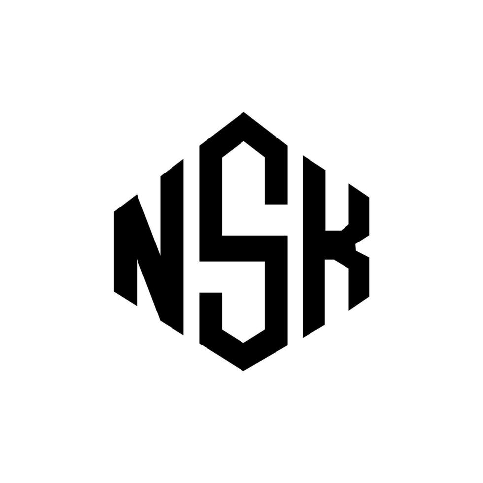 NSK letter logo design with polygon shape. NSK polygon and cube shape logo design. NSK hexagon vector logo template white and black colors. NSK monogram, business and real estate logo.