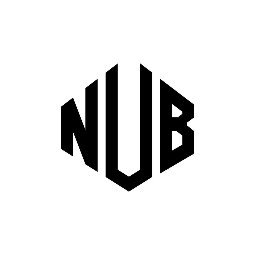 NUB letter logo design with polygon shape. NUB polygon and cube shape logo design. NUB hexagon vector logo template white and black colors. NUB monogram, business and real estate logo.