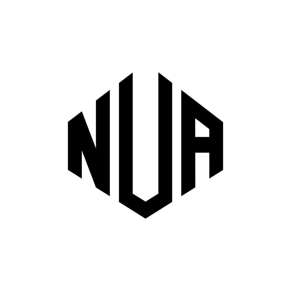 diseño de logotipo de letra nua con forma de polígono. nua polígono y diseño de logotipo en forma de cubo. nua hexagon vector logo plantilla colores blanco y negro. monograma nua, logotipo comercial y inmobiliario.