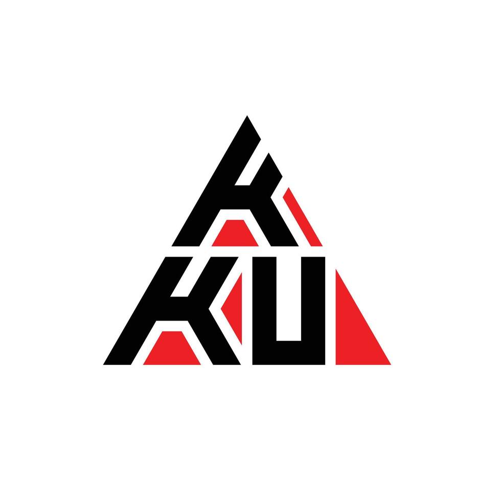 diseño de logotipo de letra triangular kku con forma de triángulo. monograma de diseño del logotipo del triángulo kku. plantilla de logotipo de vector de triángulo kku con color rojo. logo triangular kku logo simple, elegante y lujoso.