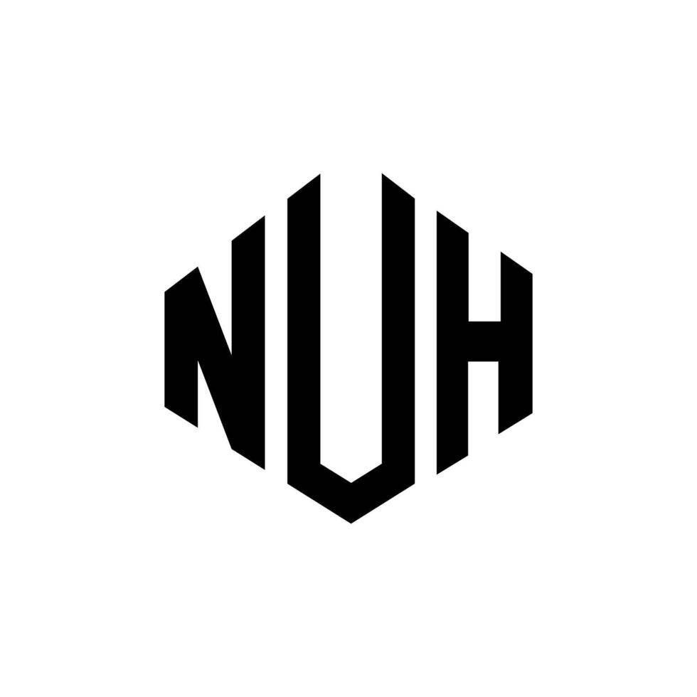 NUH letter logo design with polygon shape. NUH polygon and cube shape logo design. NUH hexagon vector logo template white and black colors. NUH monogram, business and real estate logo.