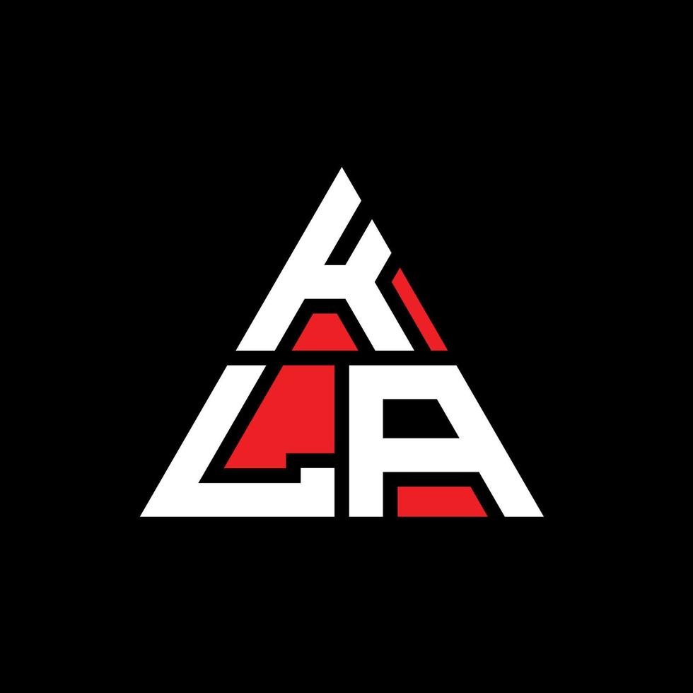 KLA triangle letter logo design with triangle shape. KLA triangle logo design monogram. KLA triangle vector logo template with red color. KLA triangular logo Simple, Elegant, and Luxurious Logo.