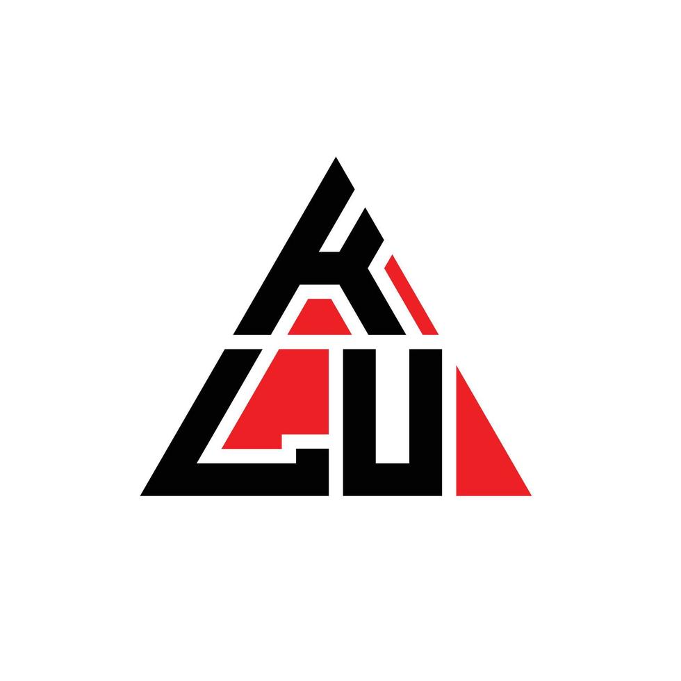 diseño de logotipo de letra triangular klu con forma de triángulo. monograma de diseño del logotipo del triángulo klu. plantilla de logotipo de vector de triángulo klu con color rojo. logotipo triangular klu logotipo simple, elegante y lujoso.