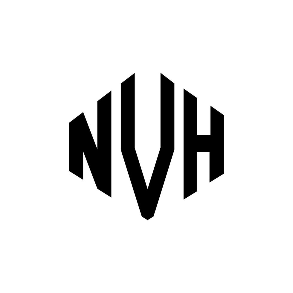 Diseño de logotipo de letra nvh con forma de polígono. Diseño de logotipo en forma de cubo y polígono nvh. Plantilla de logotipo de vector hexagonal nvh colores blanco y negro. Monograma nvh, logotipo comercial e inmobiliario.