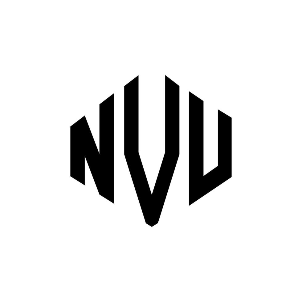 Diseño de logotipo de letra nvu con forma de polígono. diseño de logotipo en forma de cubo y polígono nvu. Nvu hexágono vector logo plantilla colores blanco y negro. Monograma nvu, logotipo comercial y inmobiliario.