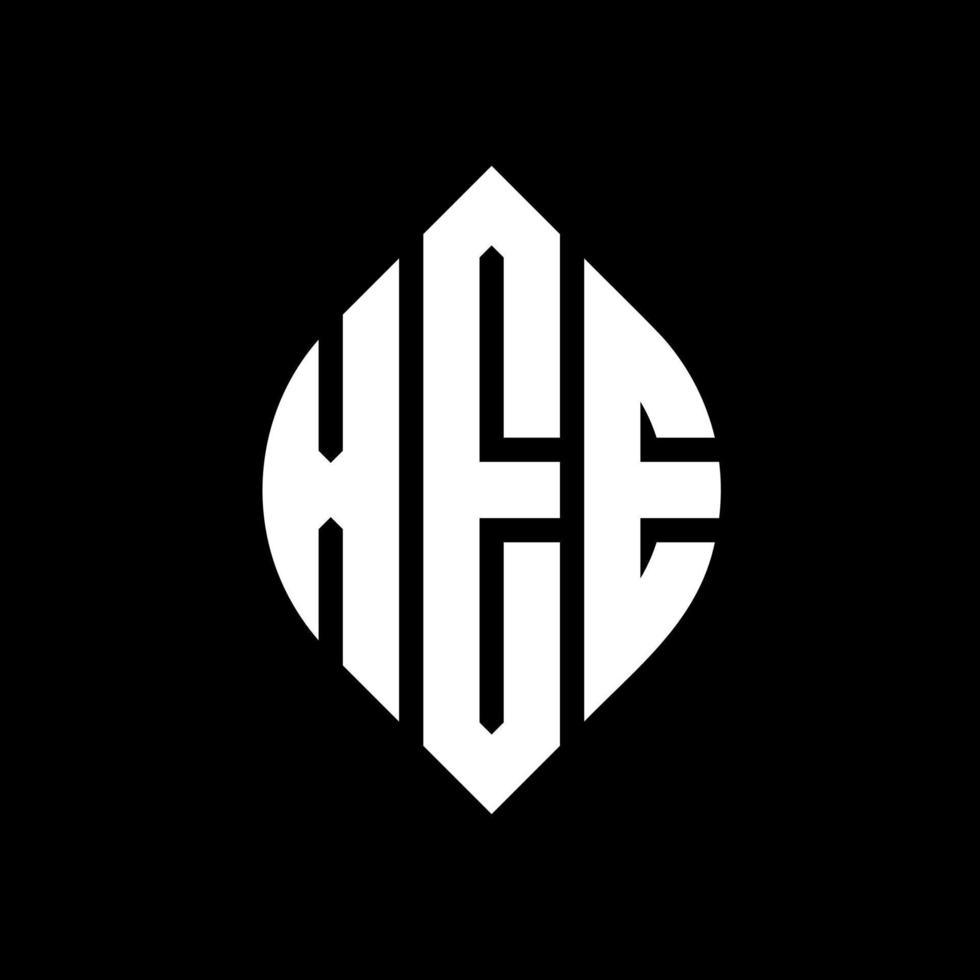 XEE circle letter logo design with circle and ellipse shape. XEE ellipse letters with typographic style. The three initials form a circle logo. XEE Circle Emblem Abstract Monogram Letter Mark Vector. vector