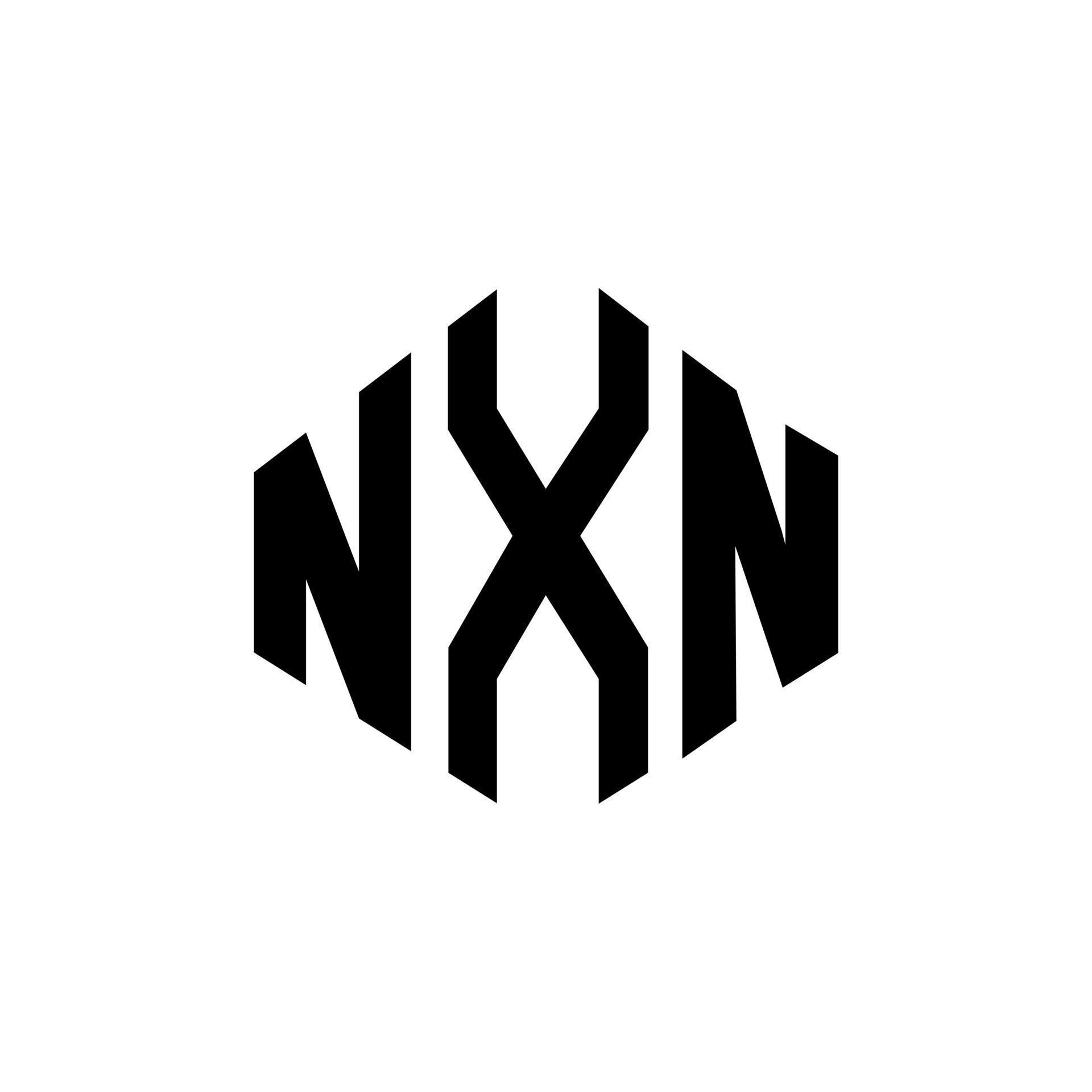 NXN letter logo design with polygon shape. NXN polygon and cube shape